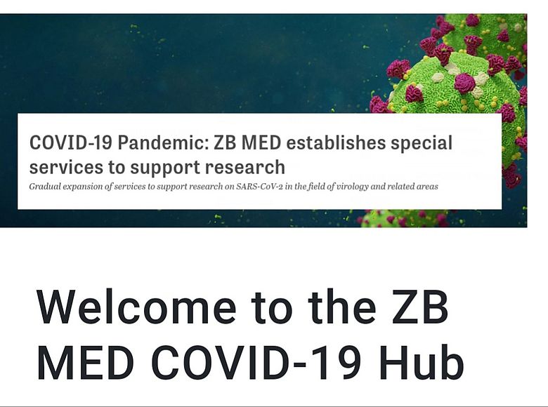 Screenshot des ZB&nbsp;MED COVID-19 Hub