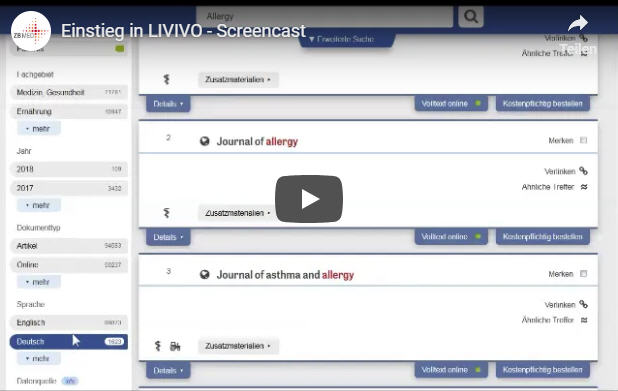 Abbildung des LIVIVO Screencast auf YouTube