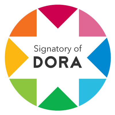 Logo of the San Francisco Declaration on Research Assessment with text: Signatory of DORA